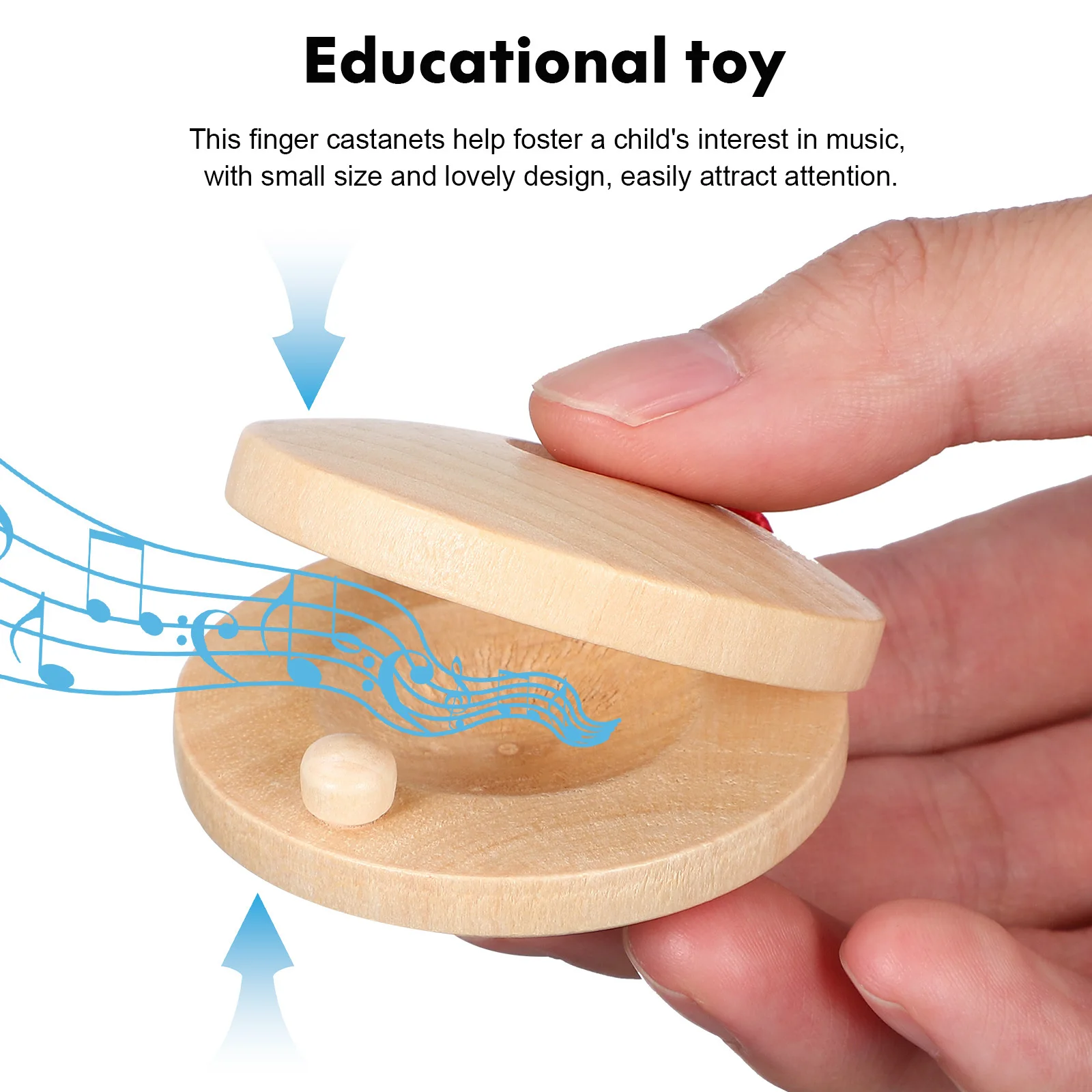 

10Pcs Wooden Castanets Mini Musical Instruments Educational Finger Castanet for Kids Rhythm Percussion Preschool Gift