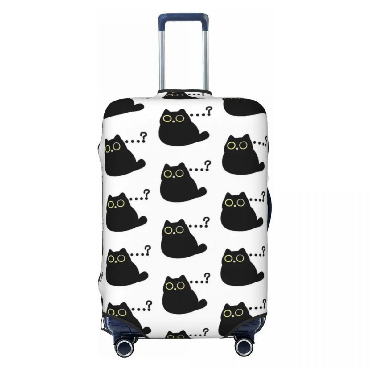 

Cute Spooked Black Cat Suitcase Cover Travel Protection Vacation Strectch Luggage Accesories