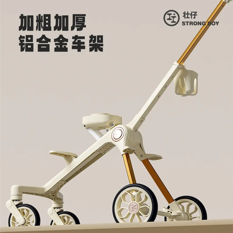 Passeggino con paesaggio alto, il bambino può sedersi o sdraiarsi, passeggino leggero bidirezionale