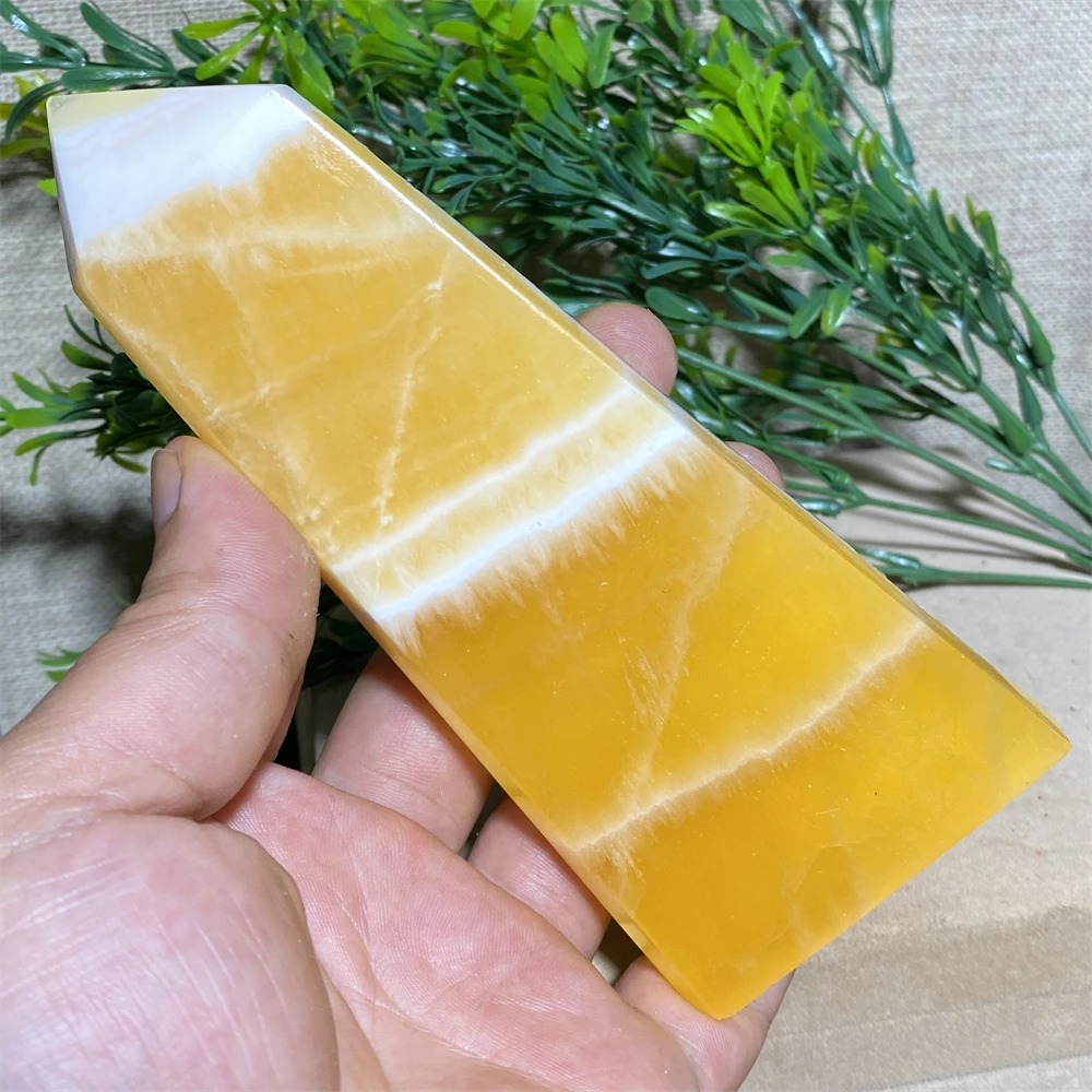 

Yellow Honey Calcite Natural Crystal Wand Stone Mineral Tower Reiki Meditation Energy Home Decor For Room