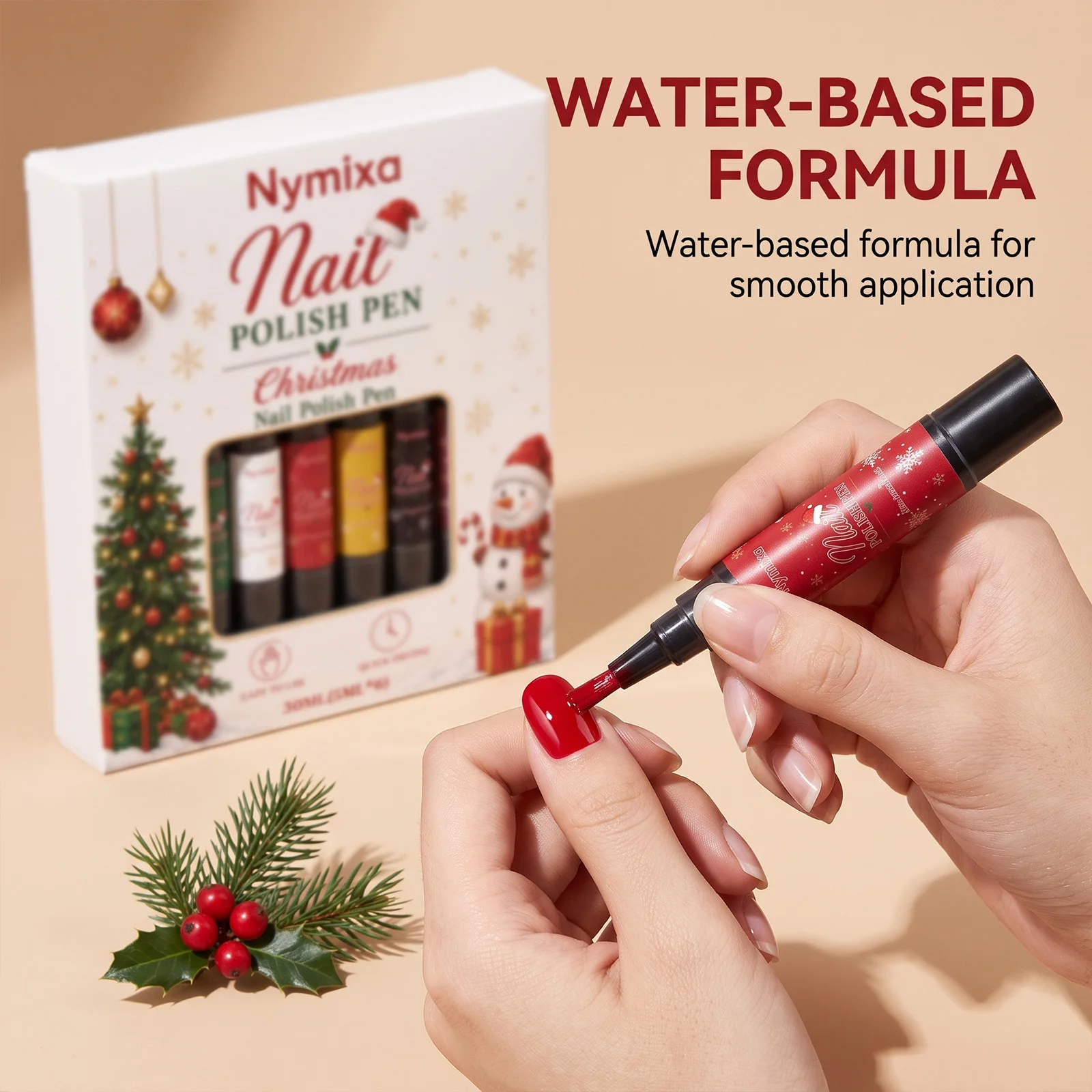 6 Colors DIY Nail Art Markers Fast Dry Water-Based Nail Art Marker Christmas New Years Nail Painting Kit DIY Xmas Manicure Gift