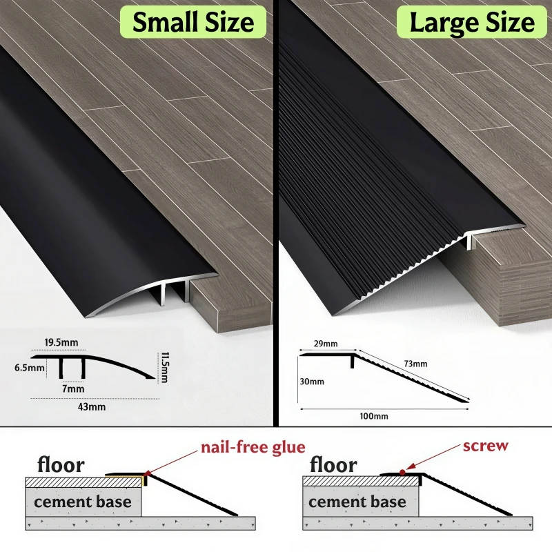 Anti-slip Stair Threshold Ramp Aluminum Profile 10-30mm High Low Drop Tile Floor Transition Strip Door Seam Edge Protector Strip - view 3