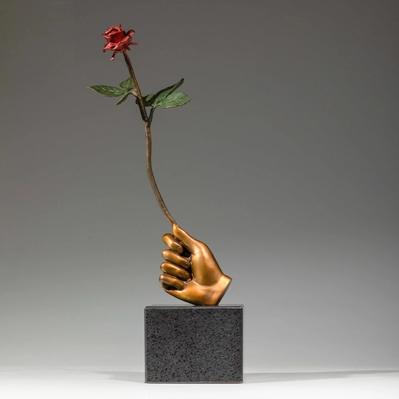 Brass, hand-held rose branch bird colored copper handicraft ornament