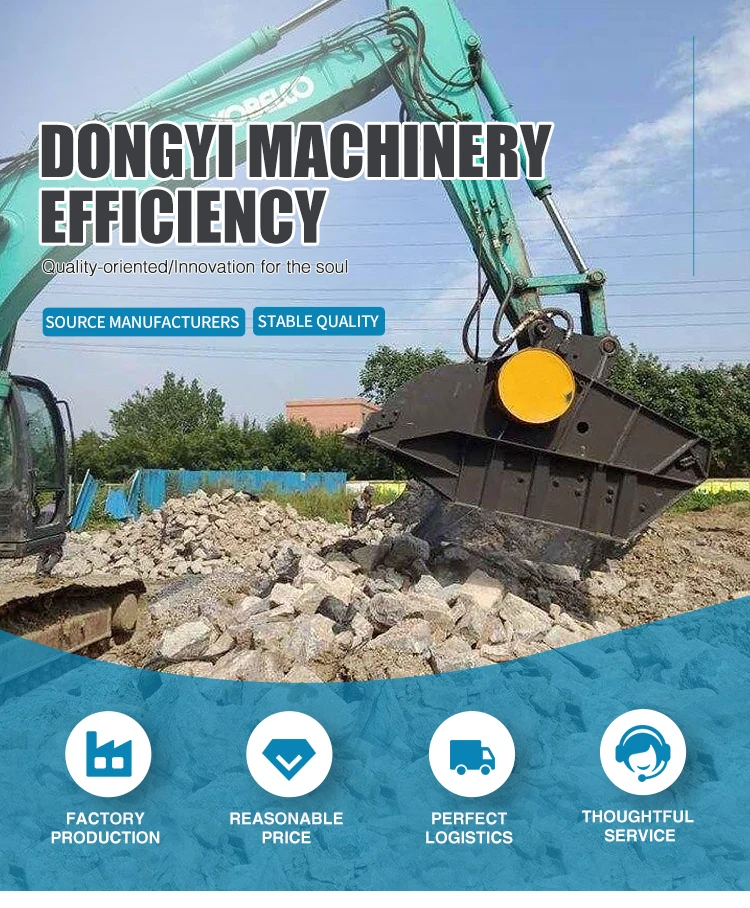 High Durability Excavator Rock Crush Bucket Wear Resistant Construction Stone Crushing Mechanical Attachment Accessories