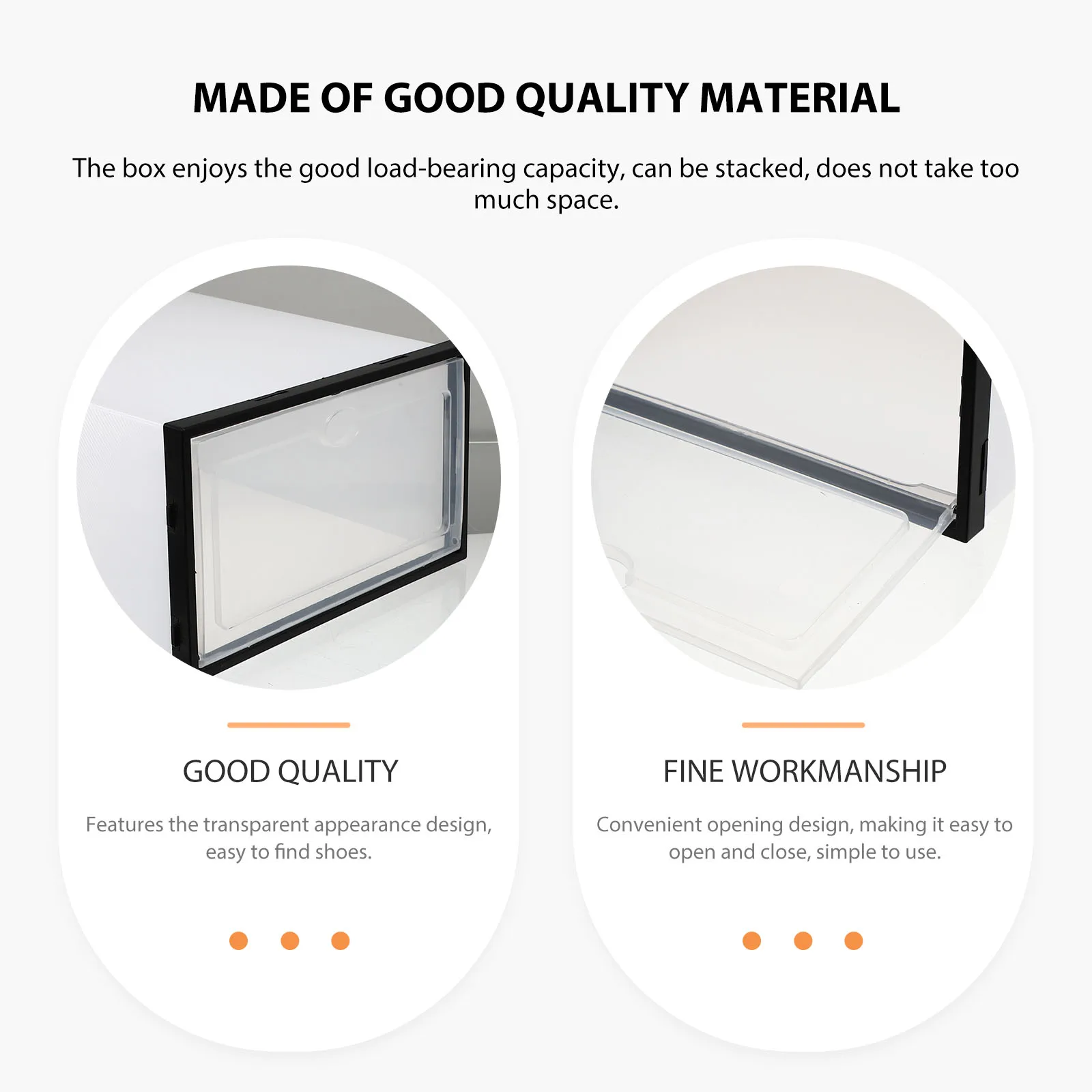 

4pcs Plastic Shoe Boxes Thickened Home Storage Containers Waterproof Dustproof Clear Lid Black Frame White Color Easy Find