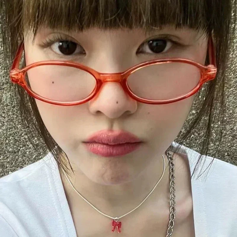 Women Y2K Retro Oval Glasses Small Frame Eyewear Blue Light Blocking Eyeglasses Female Computer Reading Optical Spectacle Óculos view 3