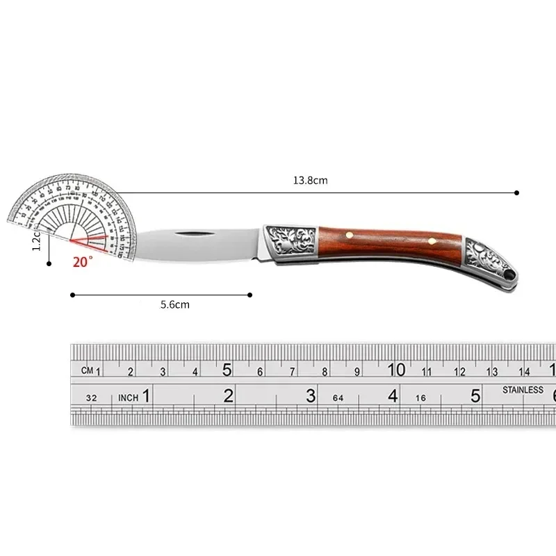 Wooden Handle Folding Knife EDC Stainless Steel Blade Pocket Knife Portable Mini Cutter Outdoor Camping Self-defense Multitool