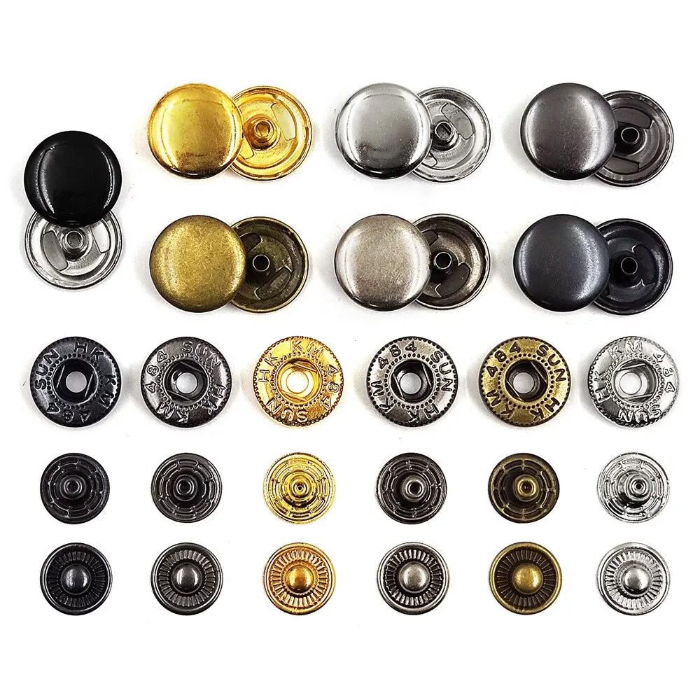 50 Sets 655/633/831 Metal Snap Fasteners Snaps Button Press Studs Sewing Button For DIY Clothes Garment Bags Shoes Leathercraft