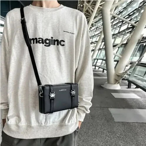 Modna prosta męska torba na mała na ramię Hip-Hop Streetwear osobowościowa torba dla mężczyzn w kształcie walizki torba Crossbody Man bolso