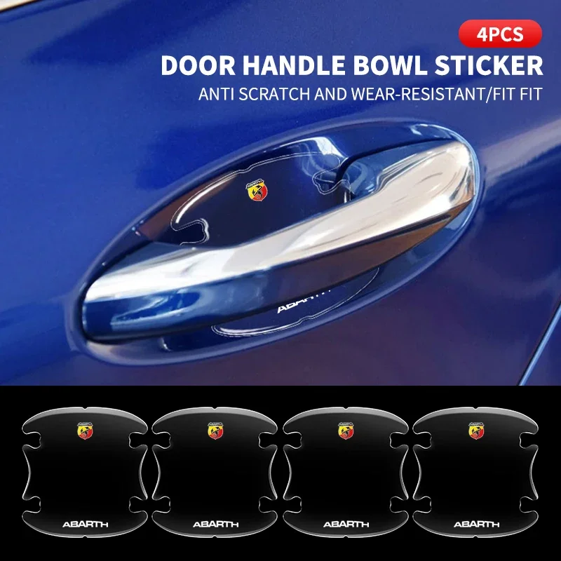 Transparent Car Door Bowl Handle Protective Film Trim Anti-Scratch Stickers For Fiat Abarth 595 Abarth 500 Abarth 124 Spider