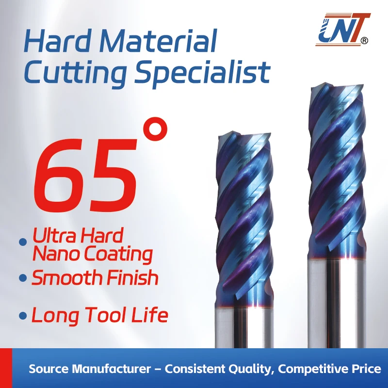 

UNT Твердый карбид Fresa Nano Blue Coating Инструменты с ЧПУ HRC65 4-флейтовые квадратные концевые фрезы