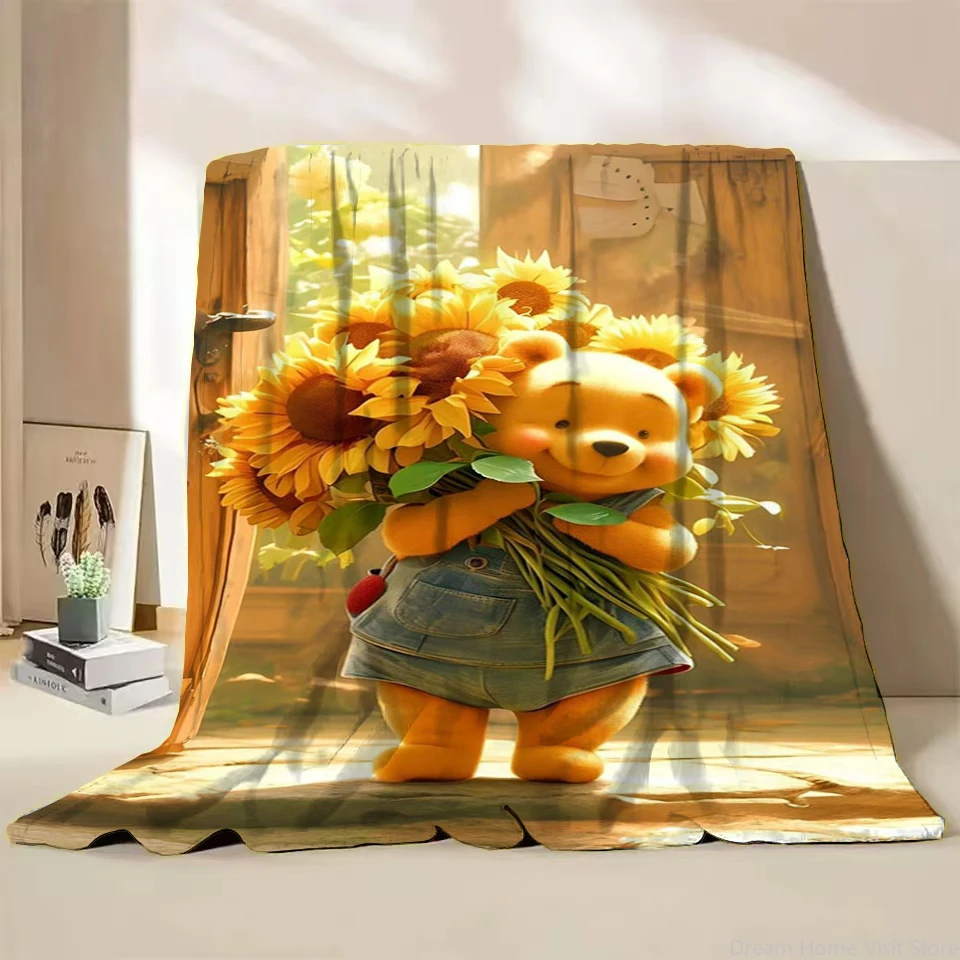 

Disney Winnie the Pooh Flannel Cartoon Blanket Cute Plush for Home Bedroom Sofa Picnic Office Cover Soft Kid Blanket Winter Gift