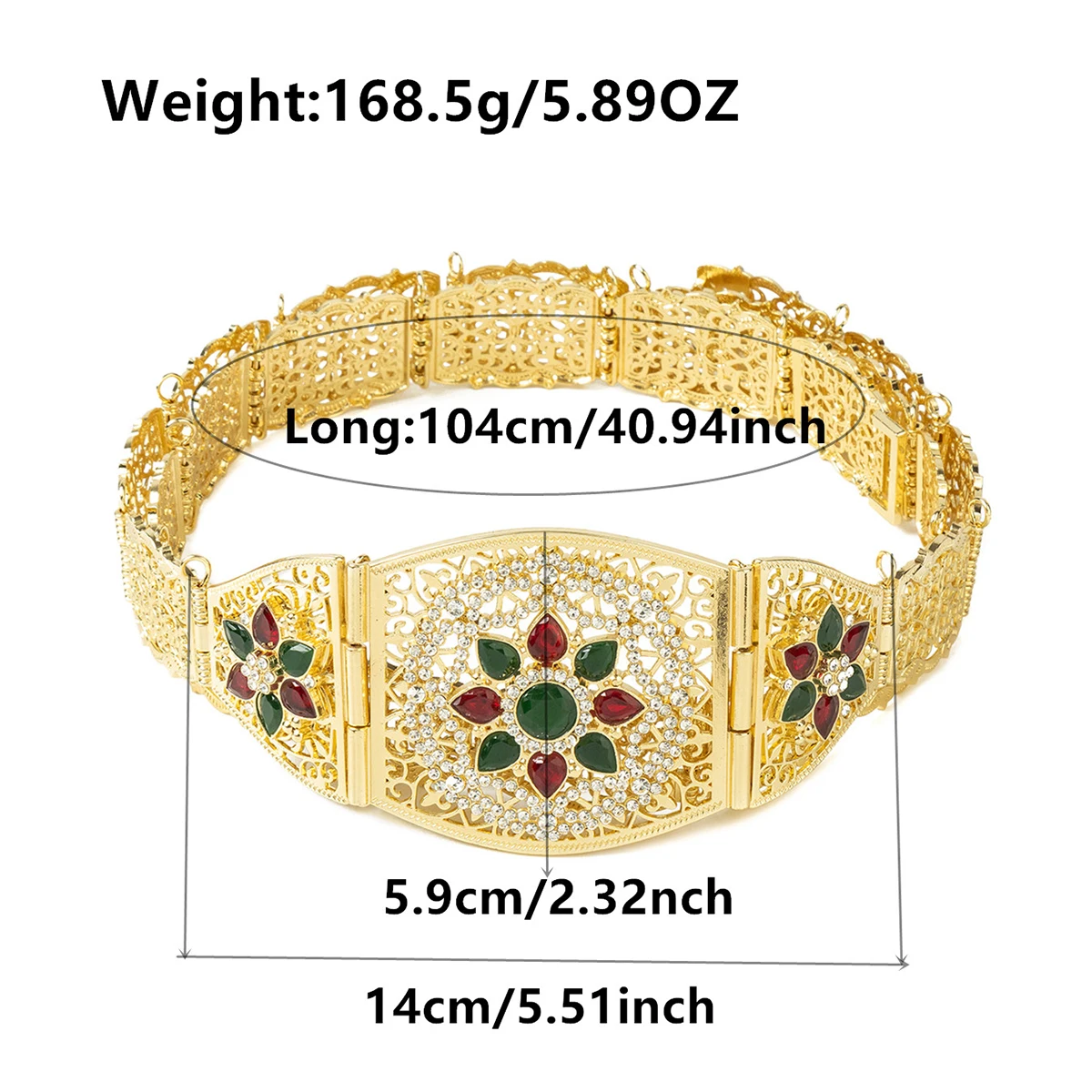 Luxury Vintage Metal Caucasian Ethnic Style Women'S Body Jewelry Length Adjustable Wedding Dress Waist Chain Arabian Bridal Belt image 6