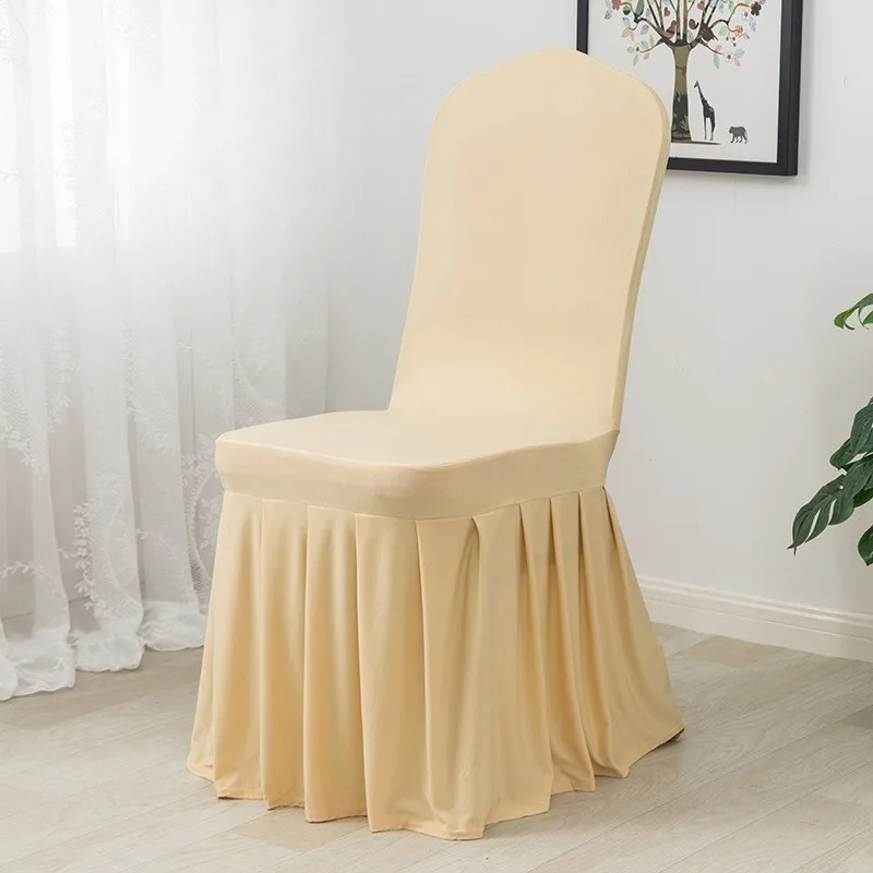 Wedding Chair Cover Party Decoration Spandex With Skirt Pleated Use Elastic Stretch Dining Luxury Birthday Hotel Banquet