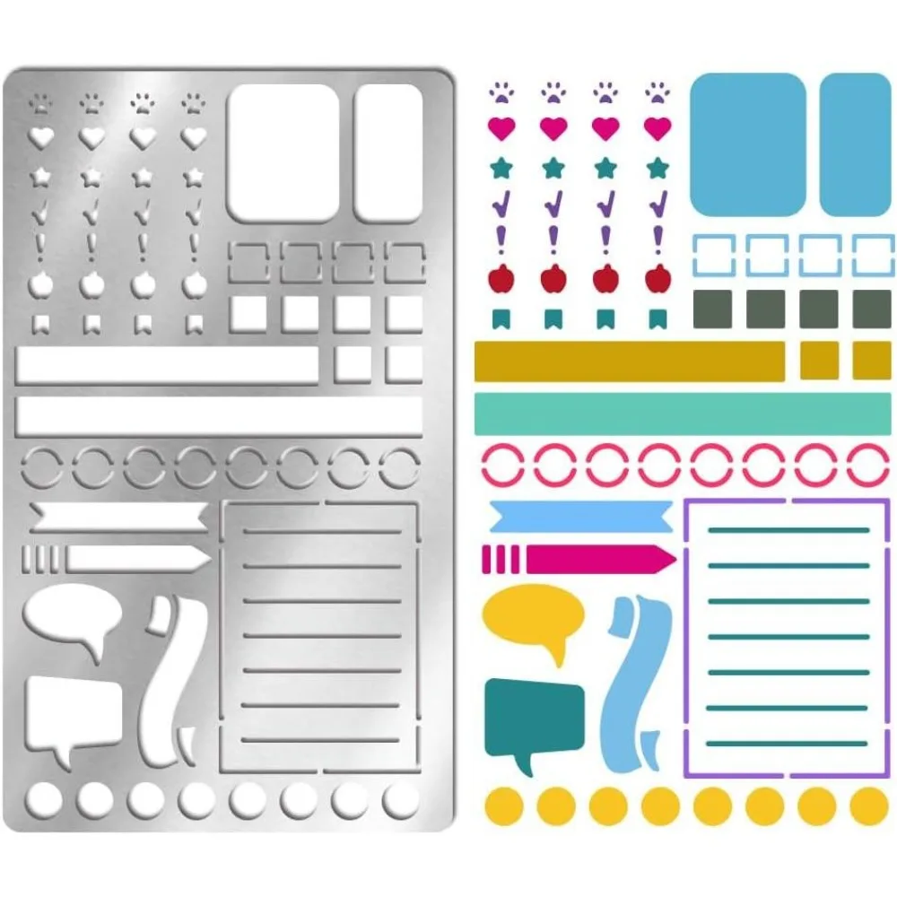 Metal Stencil for Journaling Lines Lists Banners Square Planner Stencil Burning Stainless Steel Dot Journal Template