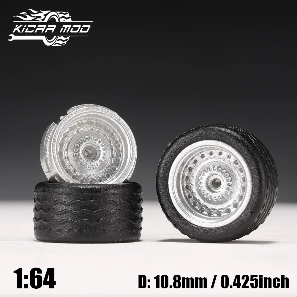 1/64 Modellauto-Räder mit abnehmbaren Gummireifen, geschlossene Speichen, Umbauteile für Druckguss-Spielzeugautos, D:11mm, 1 Set – Detail 17