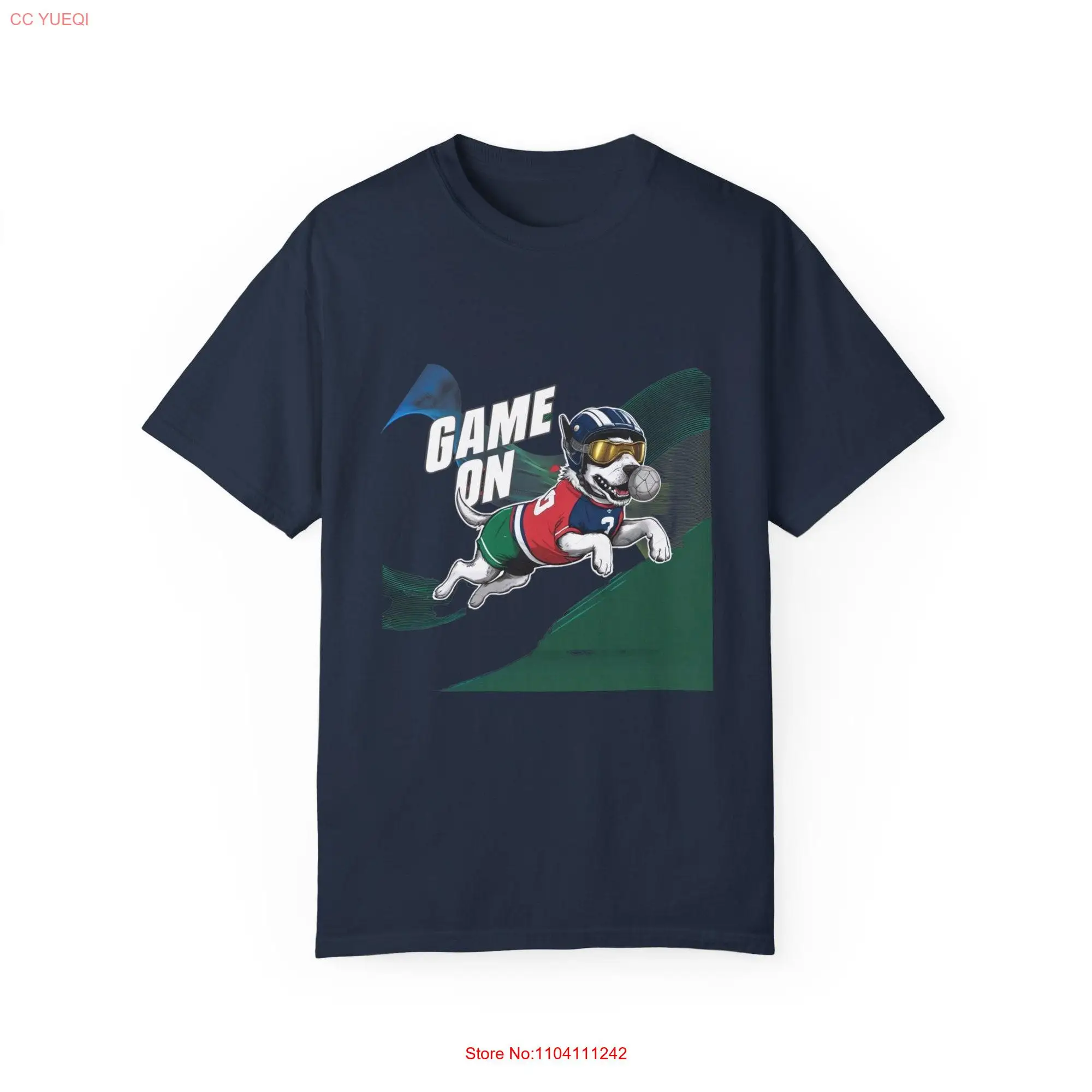 Game On Athletic Dog Garment Dyed T shirt long or short sleeves