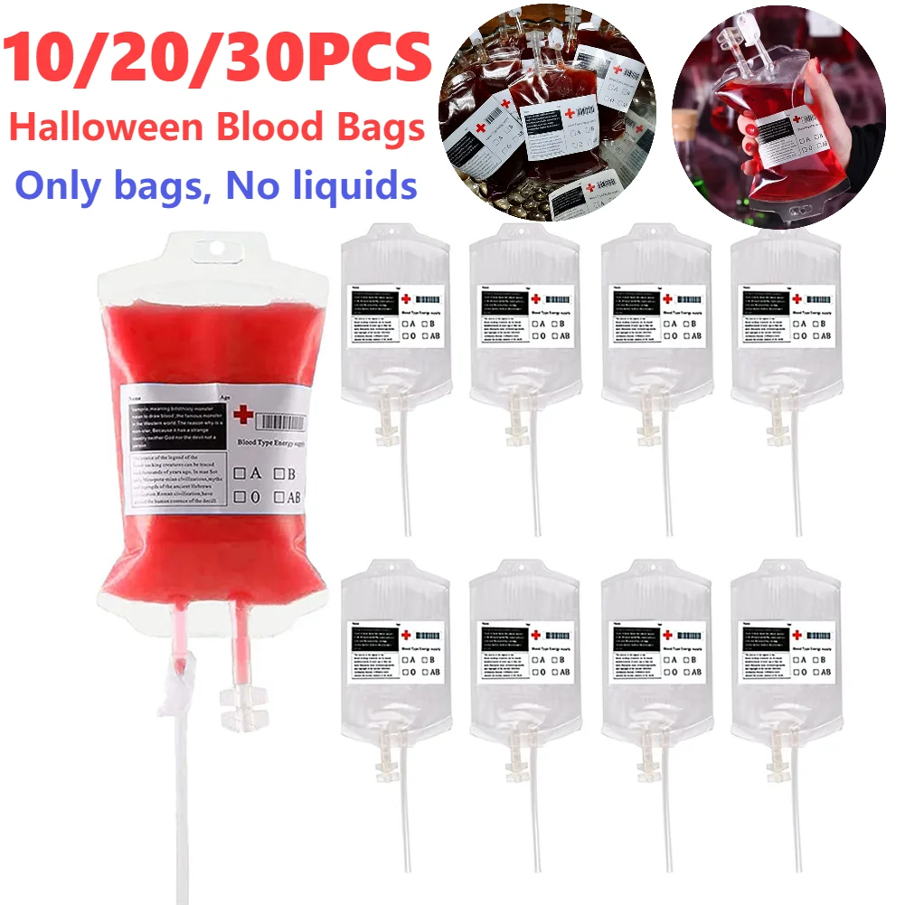 10-30PCS Halloween Blut Taschen 350ml Blut IV Taschen Vampir Cosplay Party Requisiten Alkohol Saft Energie trinken Taschen Halloween Dekor