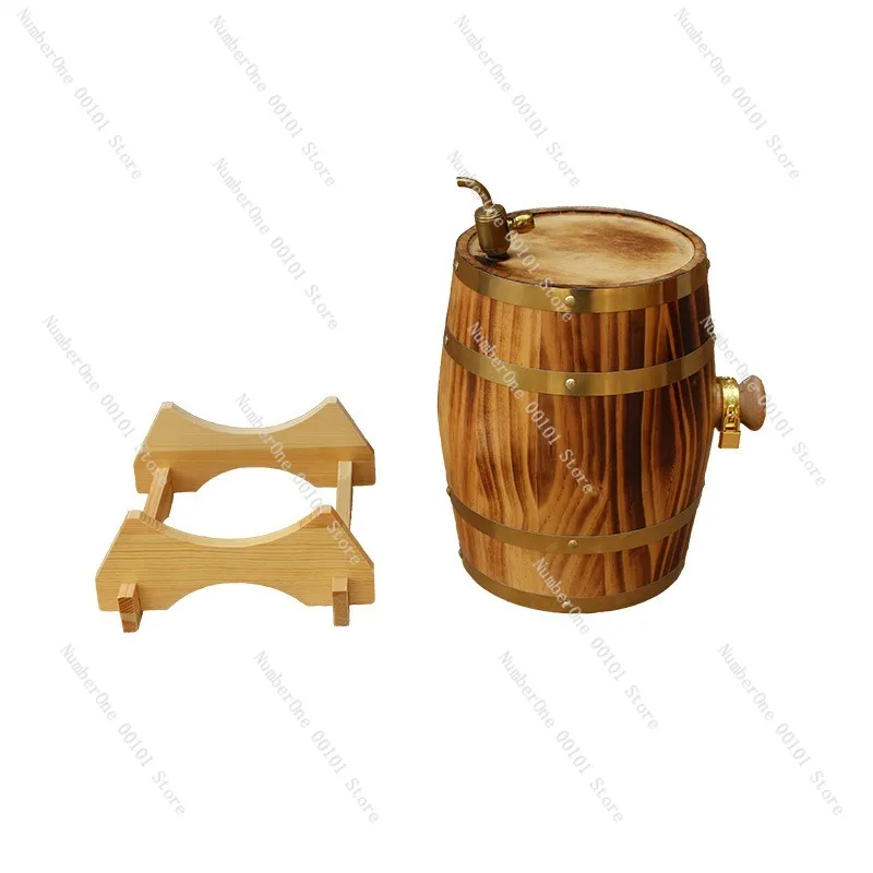 

Oak Wine Barrel with Stainless Steel Liner, Decorative Beer and Wine Barrels for Brewing, Household Storage, and Wine Aging