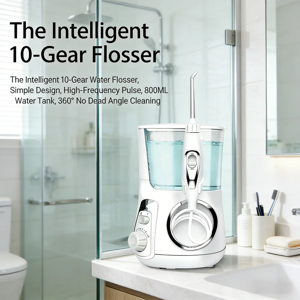 

Rechargeable Electric Oral Irrigator 10 Modes 5 Nozzles 800ML Water Dental Flosser Home Use Teeth Cleaner Stop Bad Breath