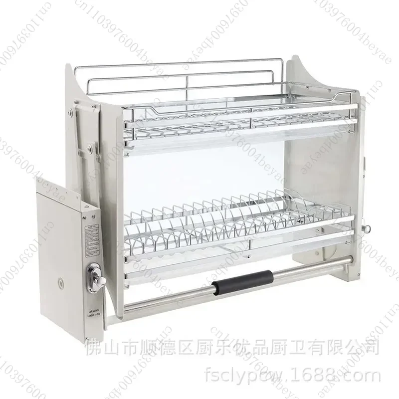 Wall cabinet lift cabinet pull basket pull-down stainless steel dish rack cabinet damping buffer dish lift basket
