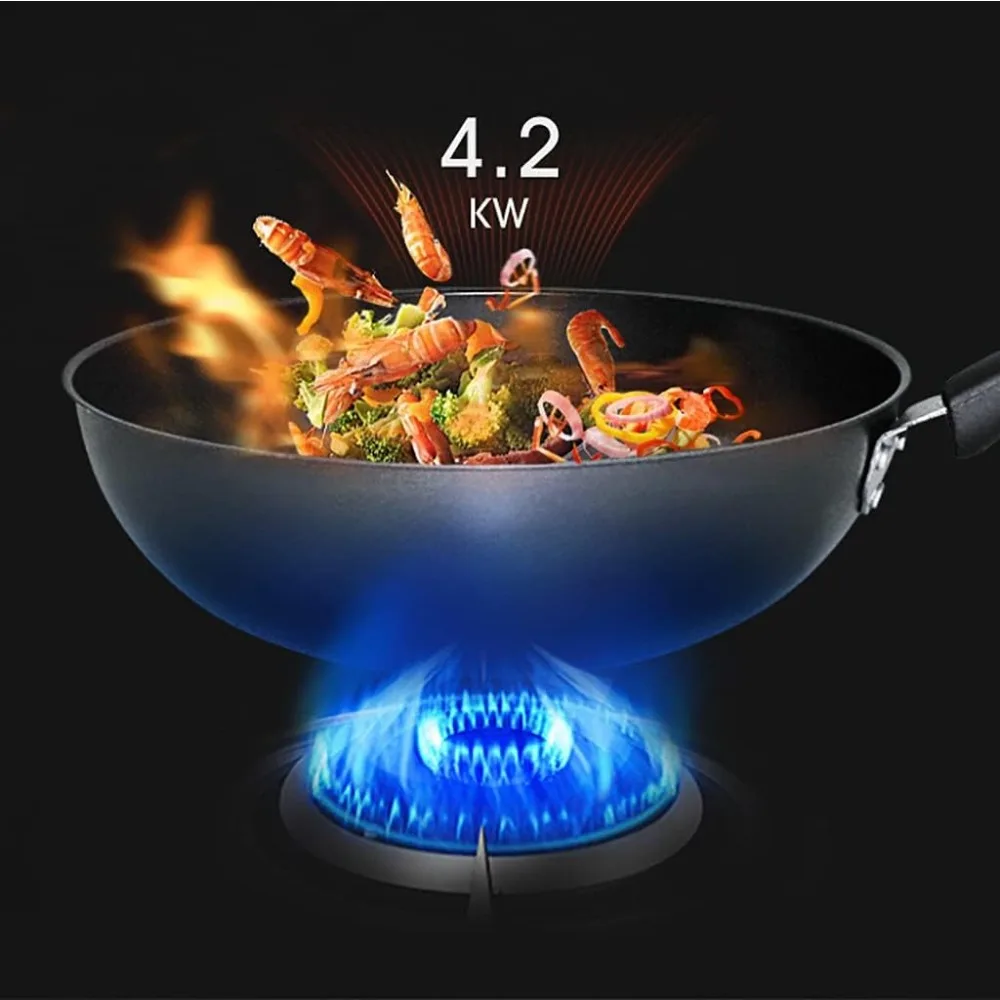 バーナー ガスコンロ ビルトインガスコンロ、黒色防爆ガラスパネル、亜鉛合金ノブ、鋳鉄コンロ(LPG)