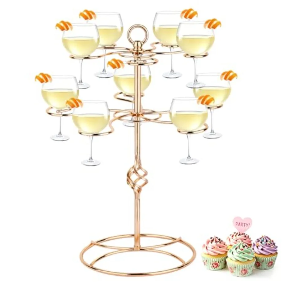 Wine Glass Rack 2 Tier 10 Holders Wine Glasses Stand, Elegant Cocktail Tree Stand Countertop Tabletop Stemware Rack for Home an