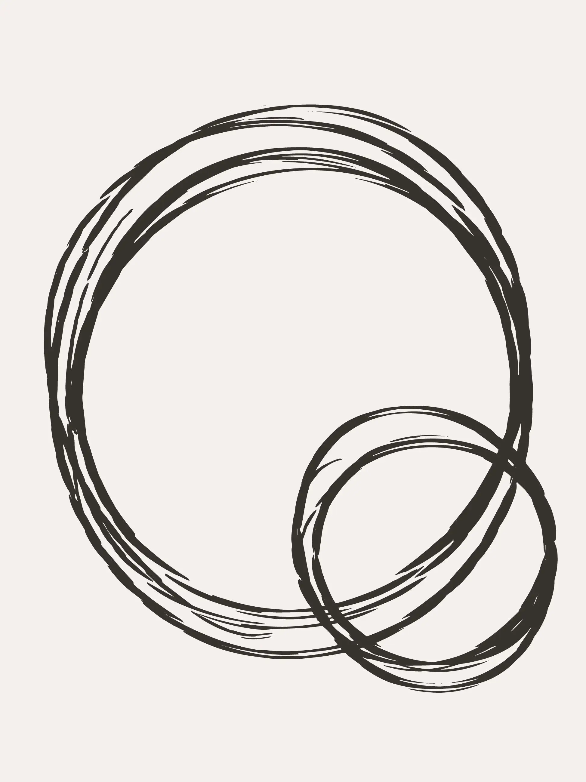 3pcs frameless Canvas Painting 3 Pcs Abstract Circle Line Art Prints, Black Beige Minimal Contemporary Wall Art, Gallery Poster