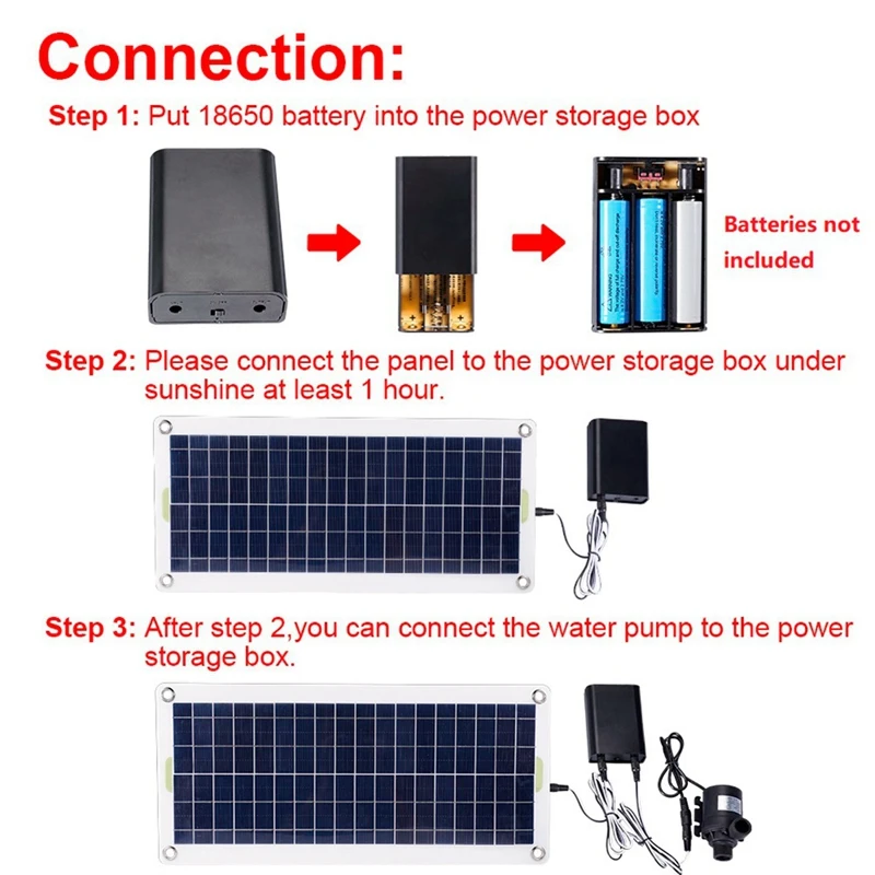 50W Solar Water Pump 800L/H DC12V Solar Water Fountain Pump Low Noise For Family Garden Water Fountain Irrigation Pump