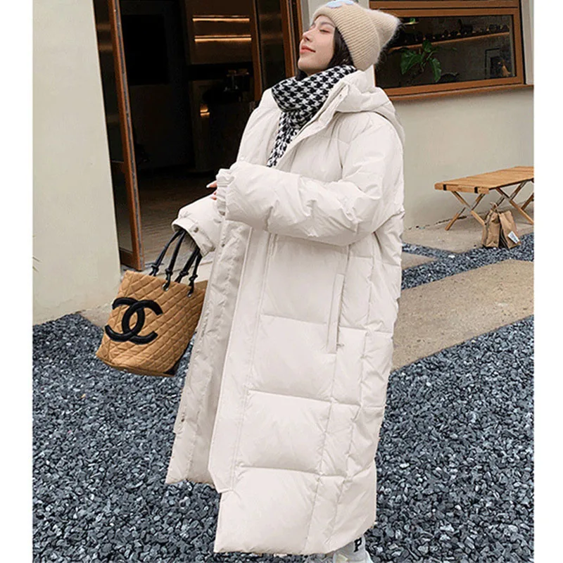 2024 New Women\'s Puffer Jacket Casual Long Parkas Winter Snow Wear Coat Hooded Thick Warm Parka Loose Jackets Female Outerwear