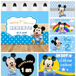 Disney Mickey Minnie Mouse Blue Kid Gift Birthday Party Banner Backdrop Custom Children Room Photography Poster Decor Background