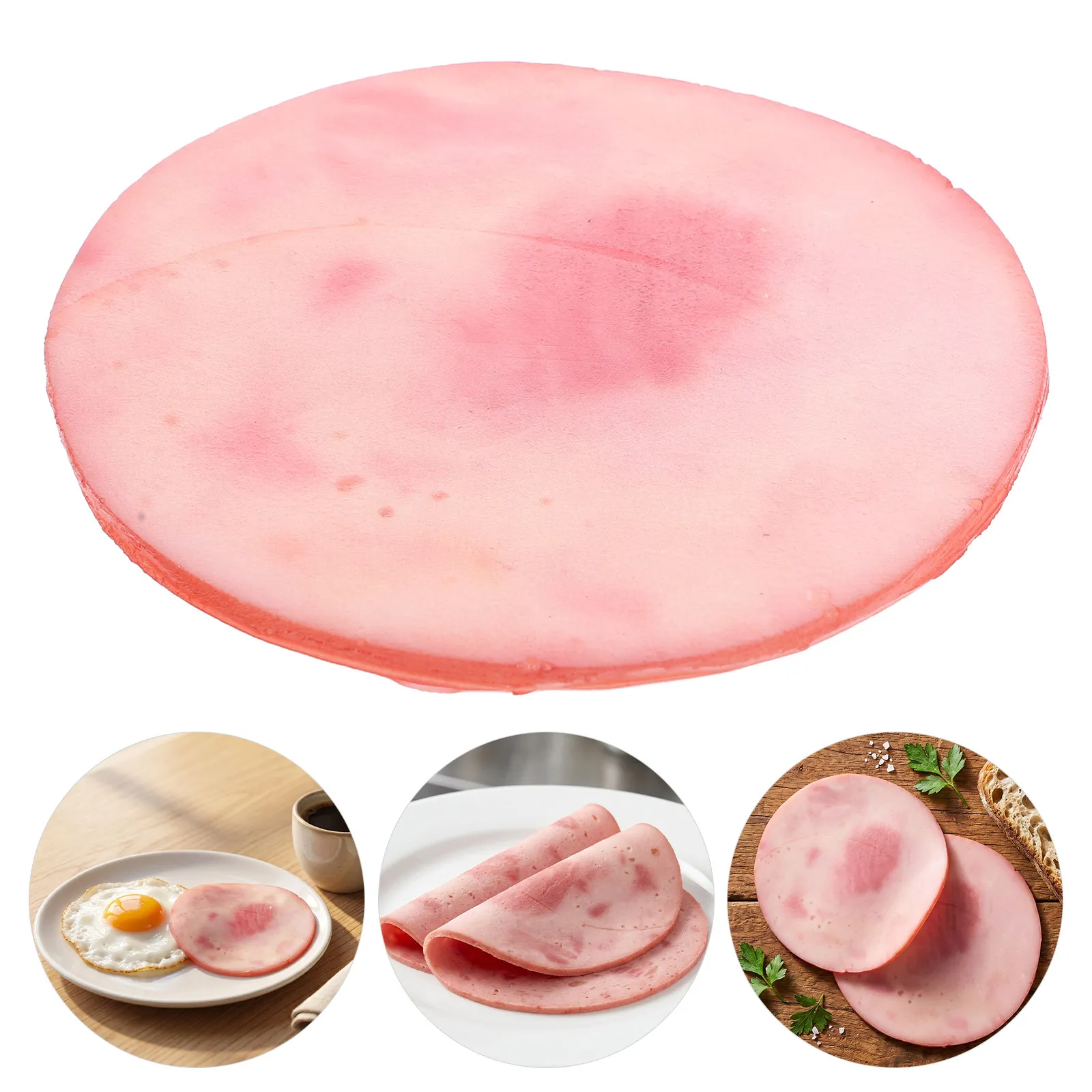 2pcs Artificial Luncheon Meat Model Faux Ham Slices, Kitchen Decor Photo Prop For Restaurant Display And Food Photography
