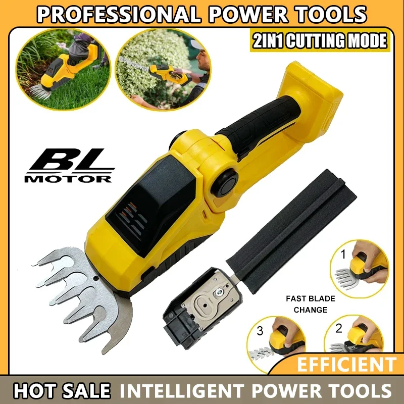 Fit Dewalt 2-in-1 Cordless Handheld Hedge Trimmer for 20V Battery Shrub Pruning Weeding Mower Garden Tool