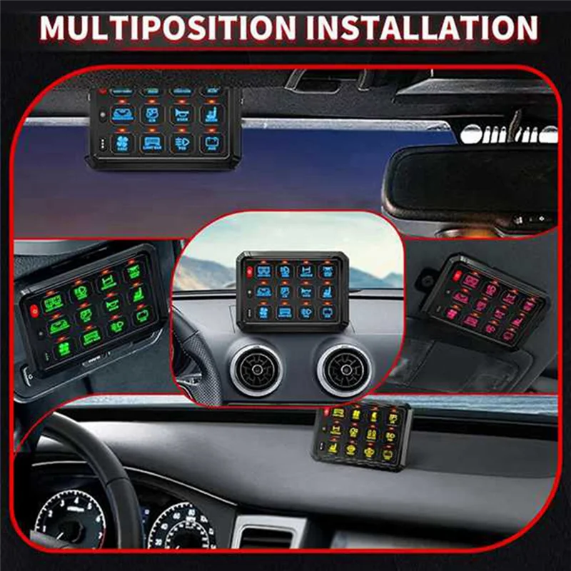 

A45F-12 Gang Switch Panel RGB Switch Pod 12V Switch Panel For Car Truck Offroad RV Van SUV UTV ATV