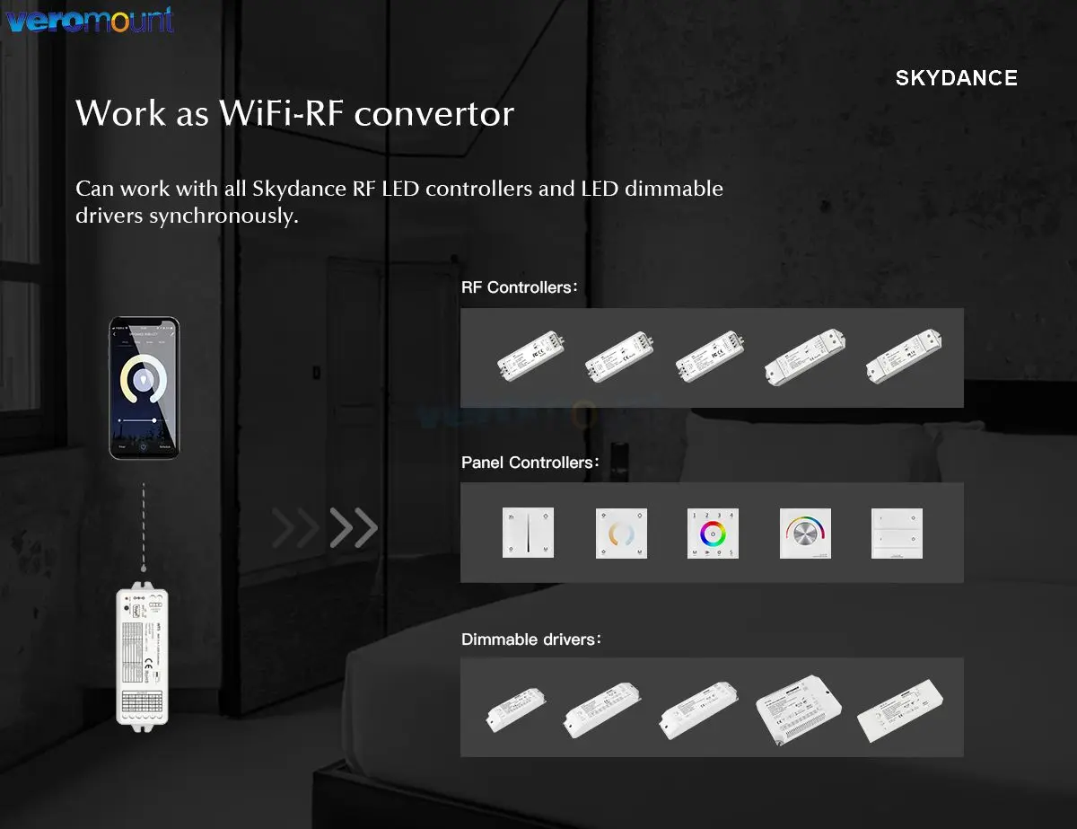 Skydance WT5 WiFi LED Controller 12V 24V DC 5 in 1 Dimmer RGB CCT RGBW RGBWW Strip Tuya Smart Wifi Voice 2.4G RF Remote Control