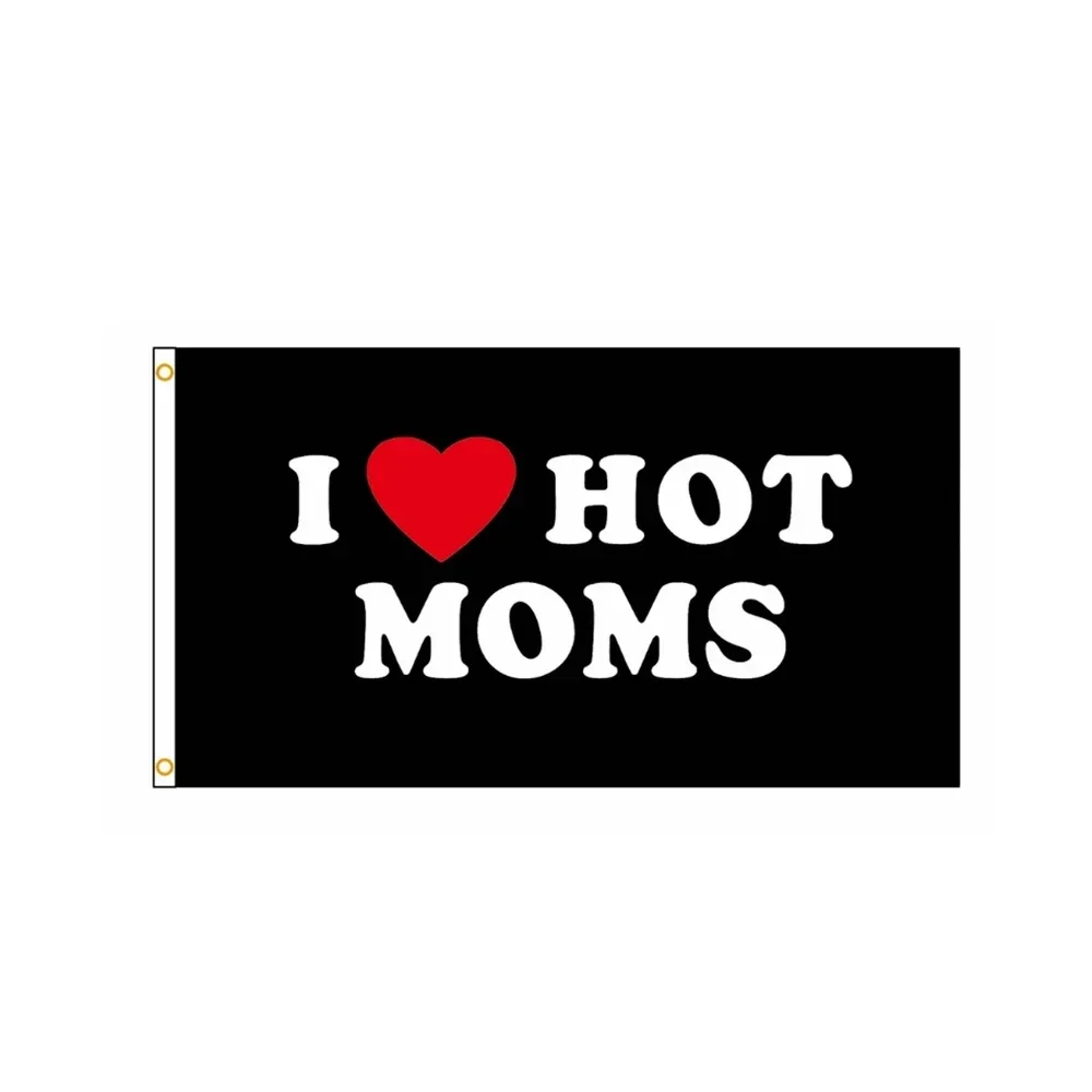 I Love Moms Flag I Love Hot Moms Flags - Funny Decoration Banner For Indoor And Outdoor Mother'S Day Birthday Tapestry Gifts