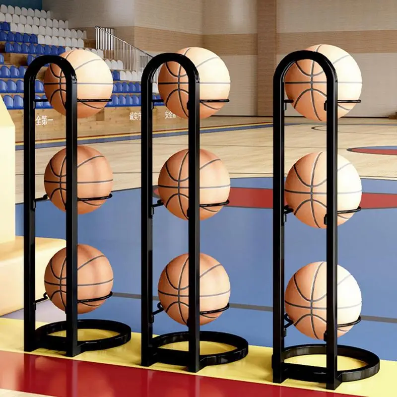 2-5 Layers Children Basketball Storage Rack Portable Stand Vertical Holder Indoor Put Ball Space Save Football Display Balls