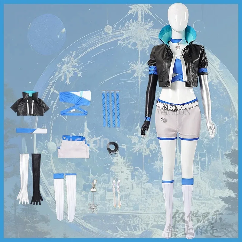 

COSda@Luna Snow Cosplay Rivals Costume Coat Strapless Pants Sexy Wig For Girls Women Adult Halloween Christmas Party Suit Custom