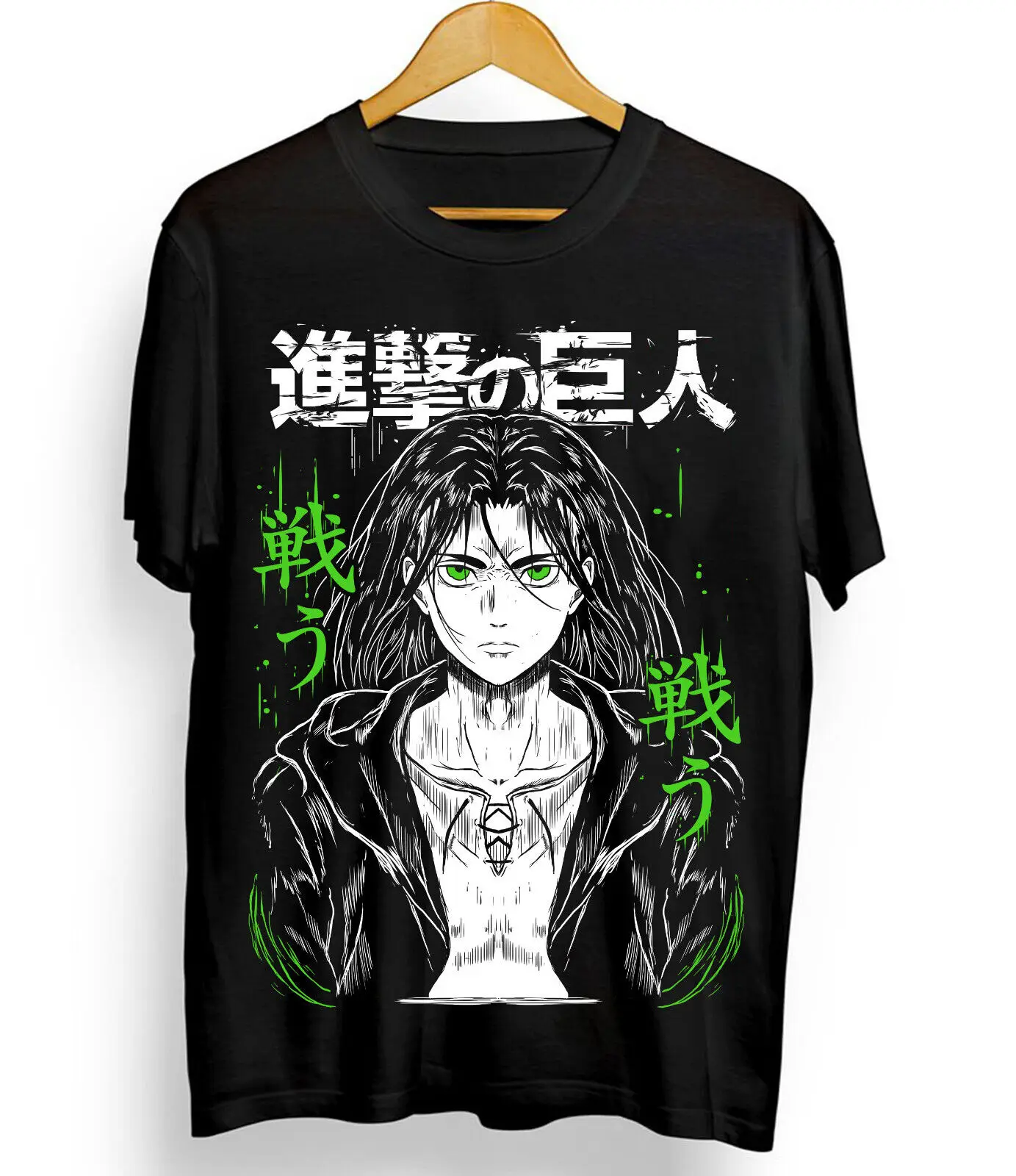 Eren Yeager T-shirt,Anime,Attack On Titan,Aot,Graphic Tee,black Shirt All Size