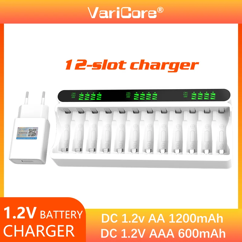 

VariCore New VC12 Type-C 12 slot intelligent charger specially for 1.2V AA/AAA Ni-MH/Ni-CD rechargeable battery