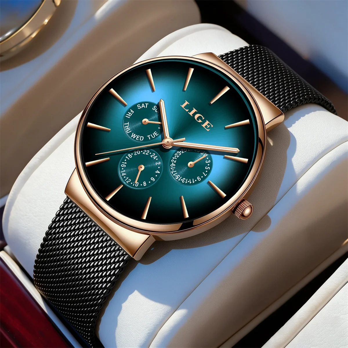 LIGE New Women's Watch Fashion Brand Watches Ladies Watch Date Week Clock Quartz Wristwatch Watch for Women Relogio Feminino+BOX