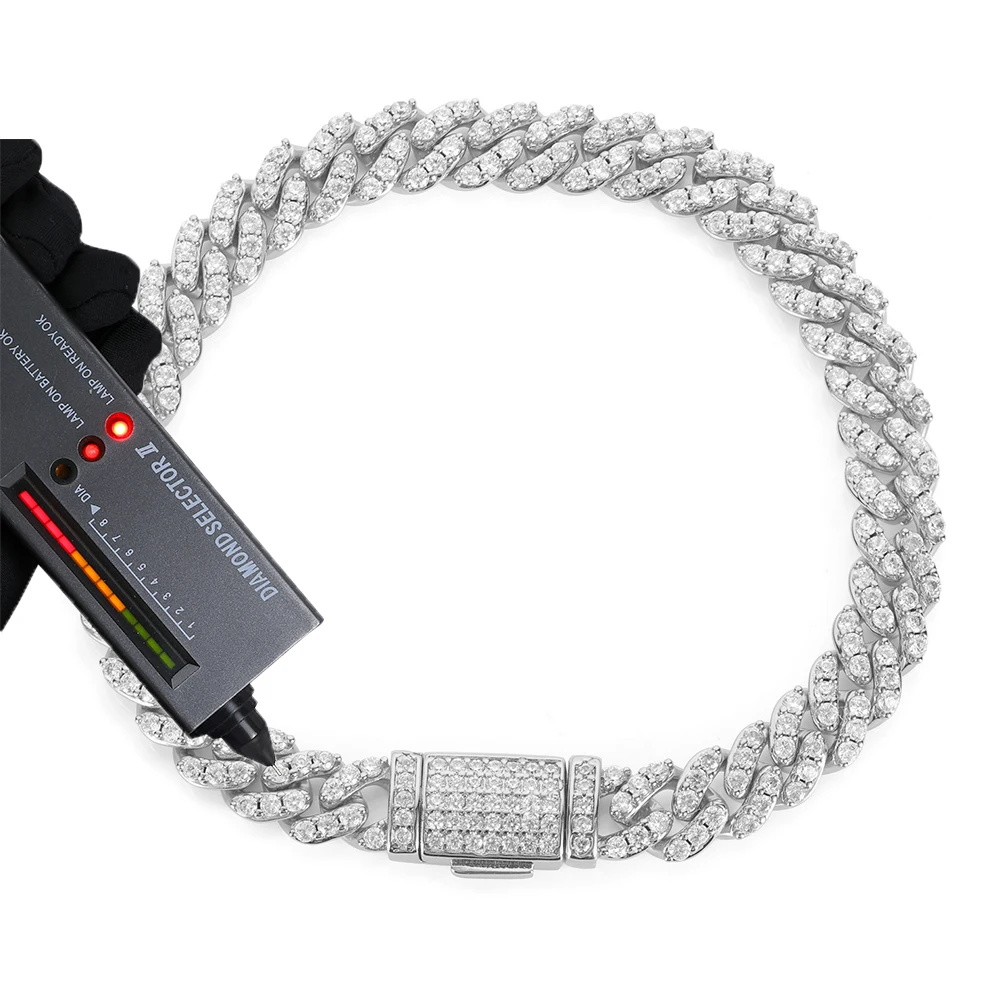 

Сертифицированный GRA кубинский браслет из серебра 925 пробы с муассанитом круглой огранки VVS с бриллиантами кубинская цепочка для женщин ювелирные изделия