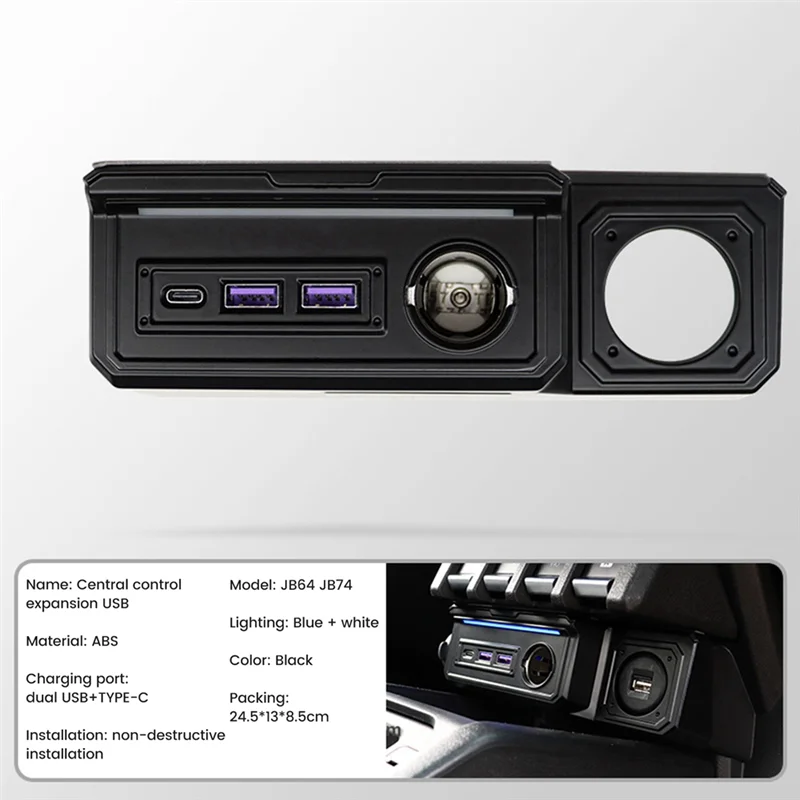 REPLA-شاحن سيارة قوة محول شاحن USB مزدوج ومنافذ شحن من النوع C لسوزوكي جيمي JB64 سييرا JB74W 2019-2023