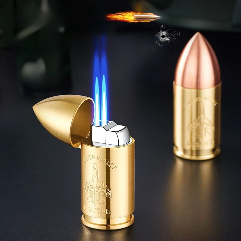 Metal Creative Bullet Sculpture Windproof Double Jet Flame Gas Torch Lighter Decoration Collection Cigar Lighters Gifts For Men