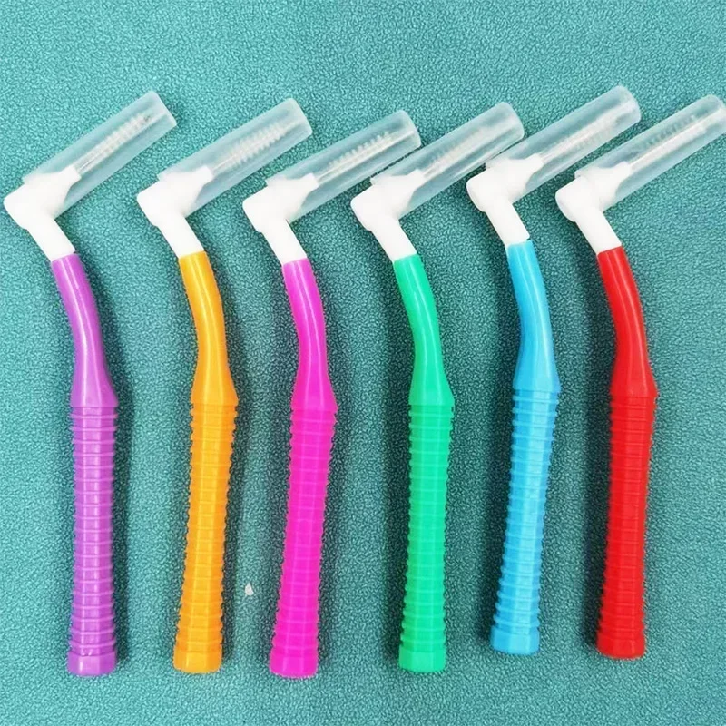 20Pcs Interdental Brushes L Type Push-Pull Interdental Brush Cleaner Dental Teeth Brush Orthodontic Toothpick Oral Hygiene Care