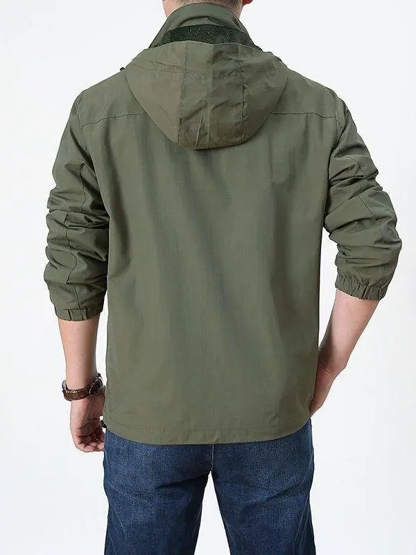 

Мужская уличная повседневная куртка на весну и осень, спортивное пальто большого размера среднего возраста, повседневная ветровка со стойкой