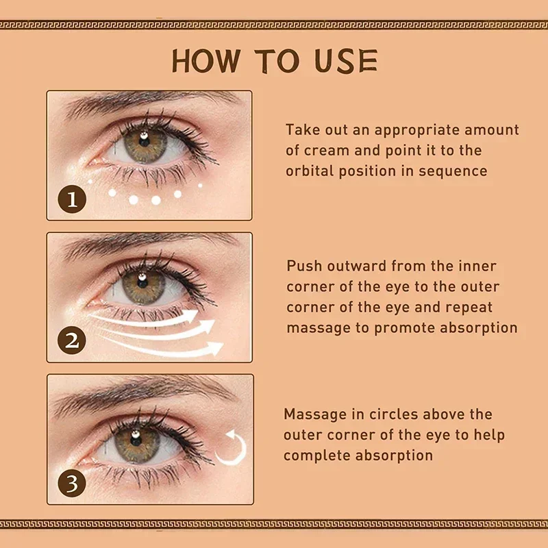 Crème contour des yeux, effet, élimine les poches gonflées, fonctionne sous les yeux