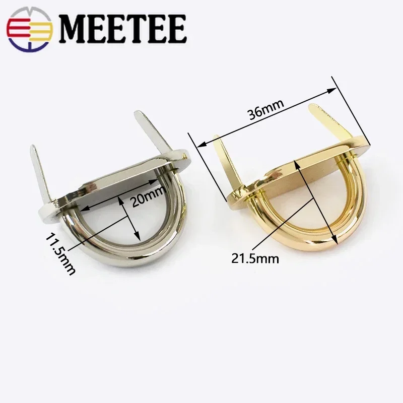 Meetee 5/10/20Pcs D Ring Metal Bag Buckles Leather Handbags Clasp Hardware Side Clip Hook for Sewing Decor Material Accessories