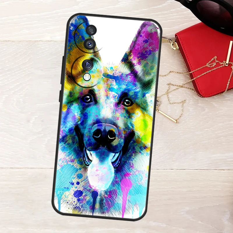 Cartoon German Shepherd Dog Phone Case For Honor 90 70 50 Lite Magic 5 6 Pro X6 X7 X8 X9 X6a X7a X8a X9a X8b X9b Cover