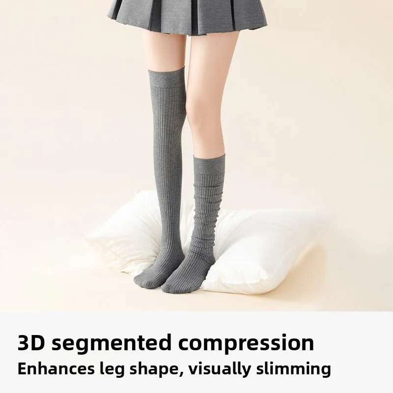 Women's High-Tech Compression Leggings Autumn Winter New Style Over-Knee Long Tube Socks Match Little Leather Shoes JK Mid-Hi...